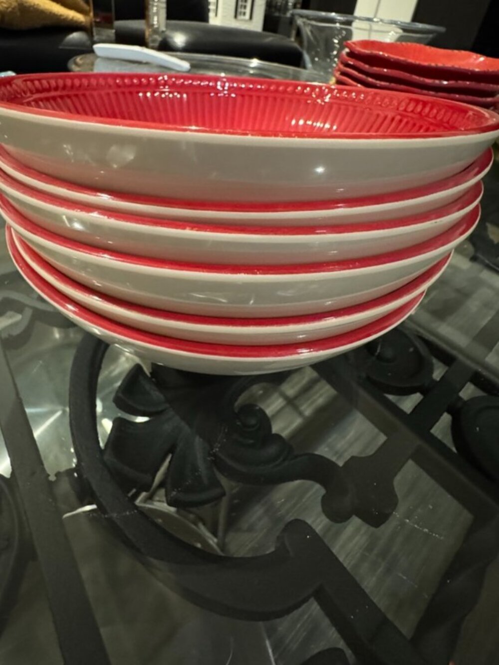 Williams Sonoma Red Melamine Serving Bowls, Set of 6, Outdoor / Patio Dining - Picture 4 of 5